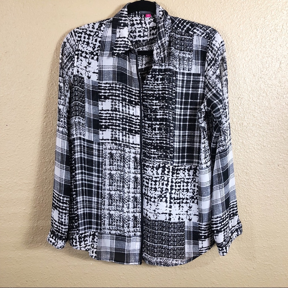 Vince Camuto Sheer Button Up Blouse